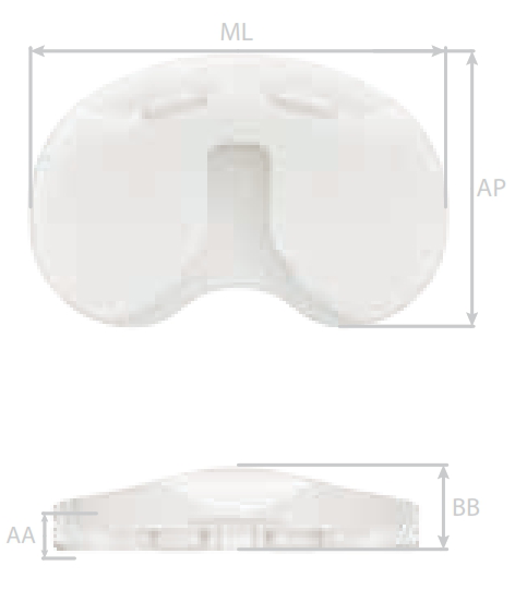 CR Fixed Bearing Insert Dimensions